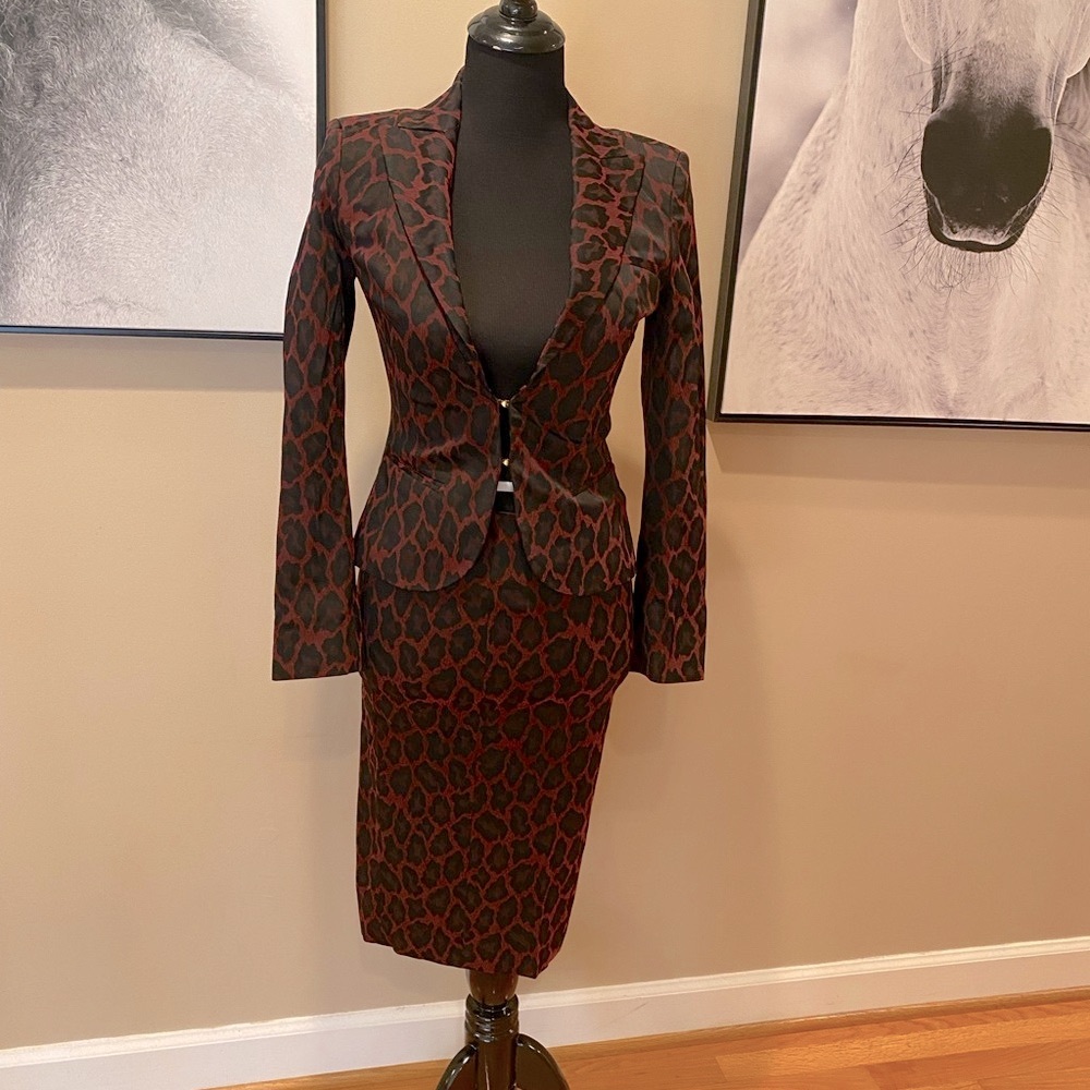 Marciano animal print suit blazer & skirt size 2